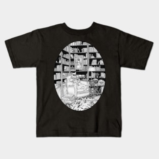 The Cat's Library Kids T-Shirt